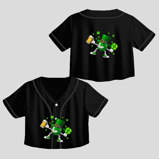 Volleyball Drinking Beer St Patrick's Day Crop Top Baseball Jerseys