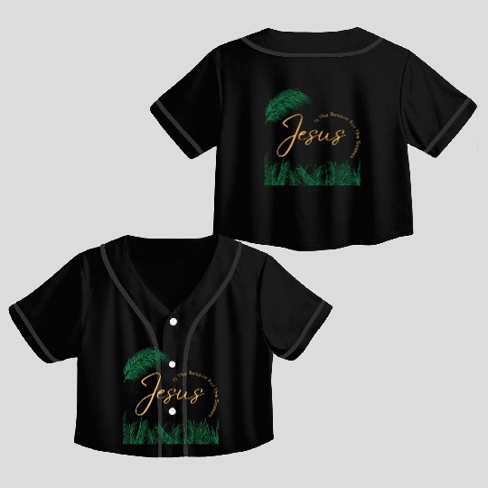 Jesus Is The Reason For The Season - Gold Text Crop Top Baseball Jerseys
