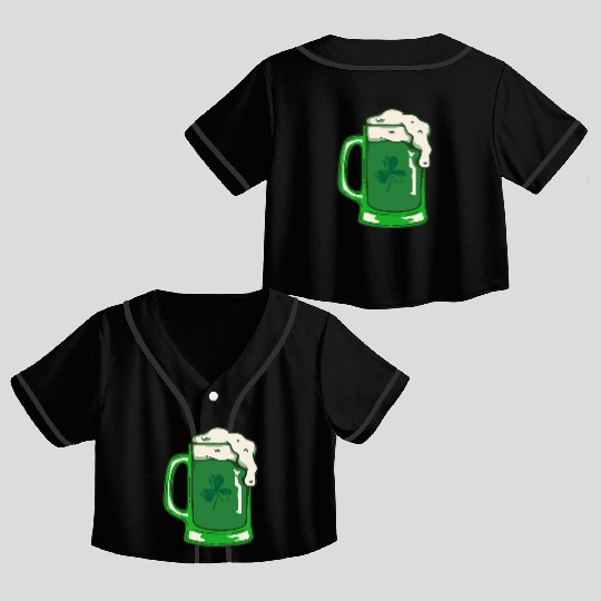Green Beer Crop Top Baseball Jerseys
