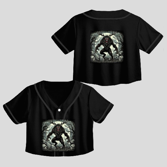 Wendigo Monster Deer Easter Werewolf Creepy Crop Top Baseball Jerseys