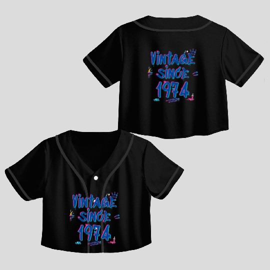 Vintage Since 1974 Hip-Hop Graffiti Glitch 51st Crop Top Baseball Jerseys