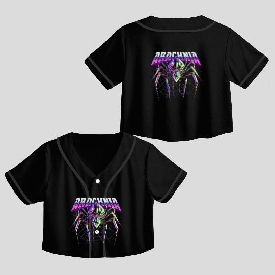 Arachnia Spider On Web Crop Top Baseball Jerseys