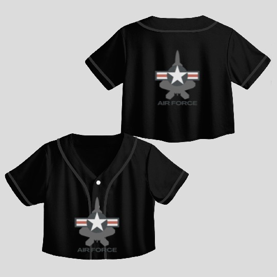 F-22 Raptor Patriotic Roundel Crop Top Baseball Jerseys