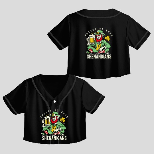St. Patrick's Day Fun With Beer And shenanigans Crop Top Baseball Jerseys