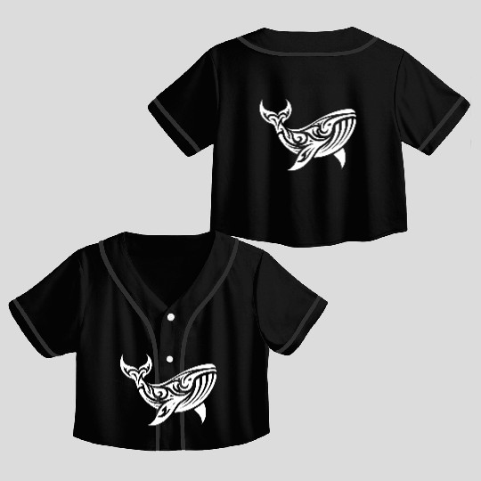 Elegant Giant Whale T Tattoo Style Crop Top Baseball Jerseys