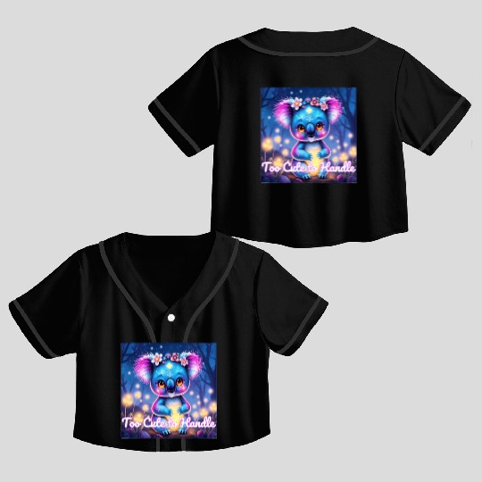 Magical Neon Koala – Fantasy Art with Glowing Nigh Crop Top Baseball Jerseys