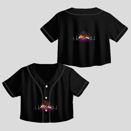 Lesbian Heartbeat Mystic Mushrooms Lunar Magic Crop Top Baseball Jerseys