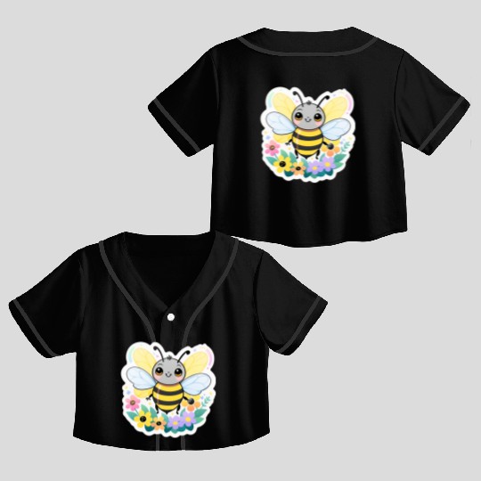 A bee chubby cartoon Crop Top Baseball Jerseys