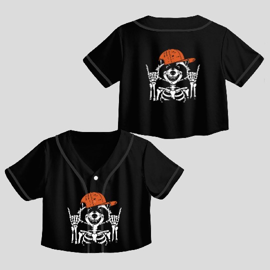 Rocker Raccoon Bones Crop Top Baseball Jerseys