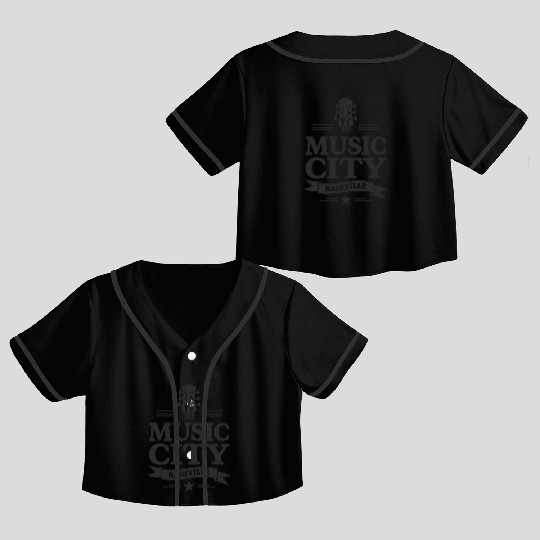 Music City Nashville Guitar Tennessee Crop Top Baseball Jerseys
