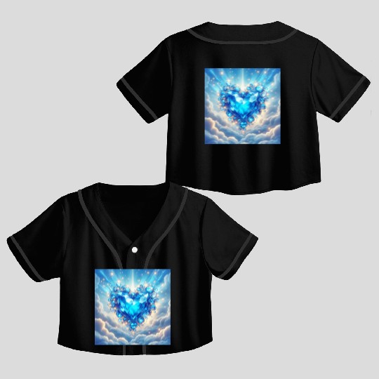 Blue Heart Jewel Radiant Heart of Love Crop Top Baseball Jerseys