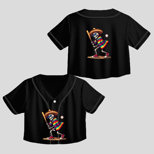 Baseball Skeleton Fiesta Crop Top Baseball Jerseys