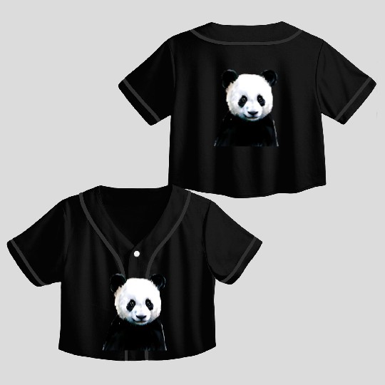 Panda Illustration Crop Top Baseball Jerseys
