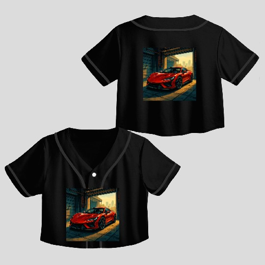 Street Legend - GTA Style Supercar Art Crop Top Baseball Jerseys
