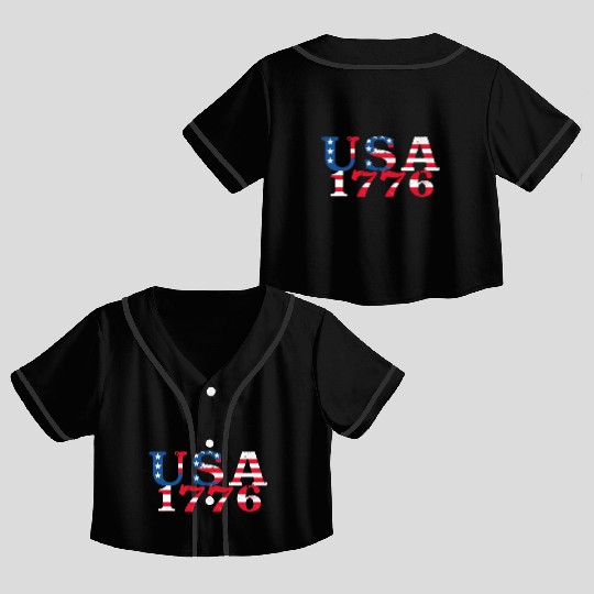 USA Established 1776 Stars Red White Blue Crop Top Baseball Jerseys