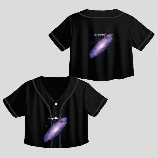 'You are here' Galaxy Geek Crop Top Baseball Jerseys