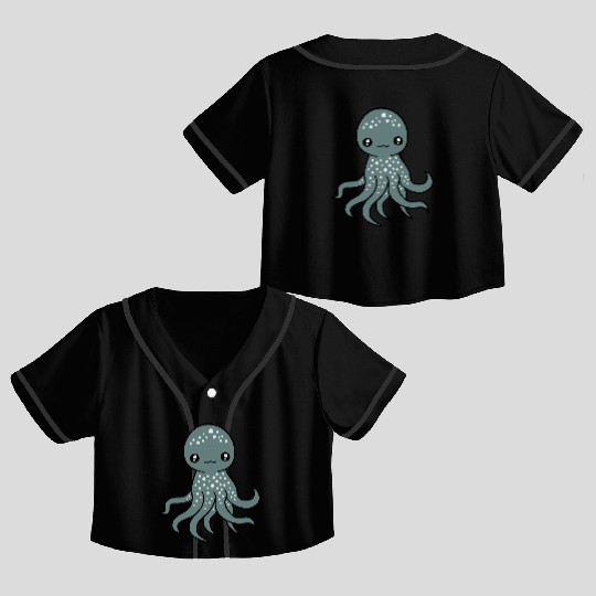 Octopus squid tentacle cephalopod cute sweet comic Crop Top Baseball Jerseys