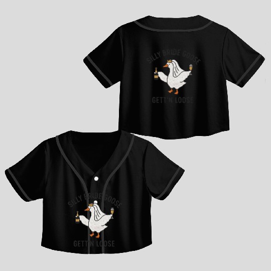 Embroidered Silly Goose Bride Funny Goose Lover Crop Top Baseball Jerseys