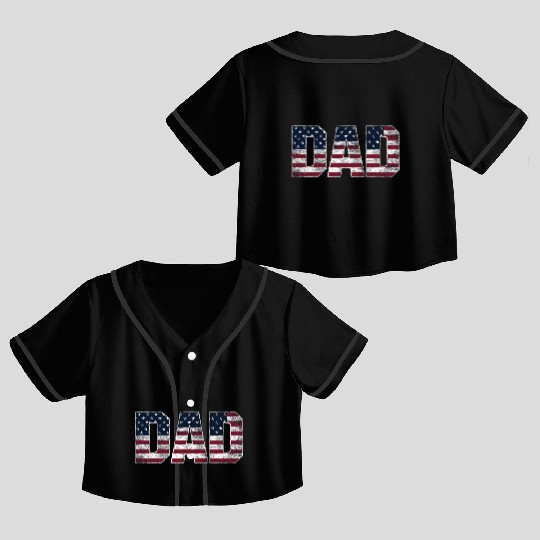 Vintage Dad Usa Flag ,American Daddy Father's Day Crop Top Baseball Jerseys