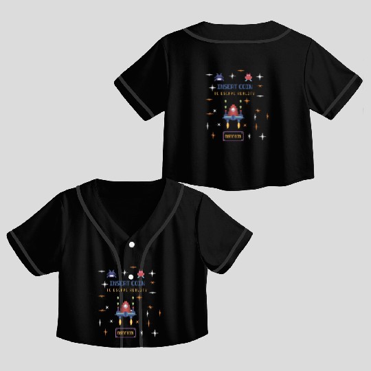 Retro Gamer Crop Top Baseball Jerseys - Insert Coin to Escape Reality
