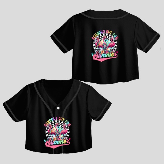 Schools Out For Summer Flamingo Teaches Students Crop Top Baseball Jerseys
