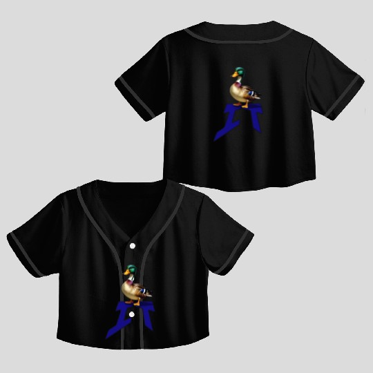 Mallard Duck on the word IT Crop Top Baseball Jerseys