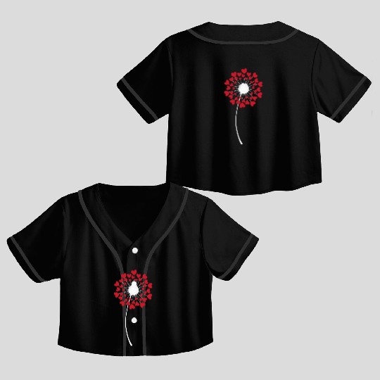 Cute Dandelion Heart Flower Floral Wildflower Crop Top Baseball Jerseys