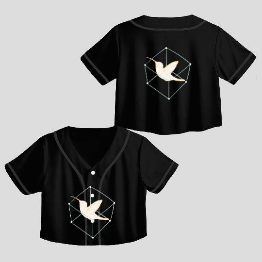 Free Spirit Bird in Geometric Cube Crop Top Baseball Jerseys