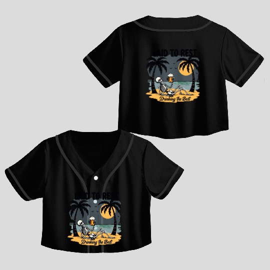 Skeleton Beach Vacation Beer Crop Top Baseball Jerseys
