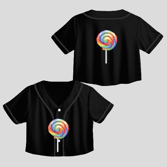 Lollipop Rainbow Sucker Candy Costume Halloween Crop Top Baseball Jerseys