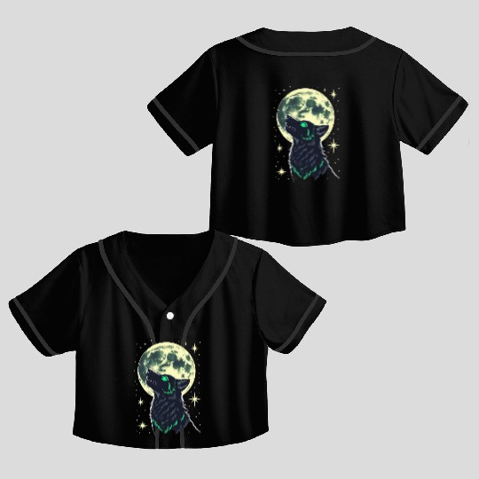 Celestial Howl – Mystical Wolf Under Moonlight Crop Top Baseball Jerseys
