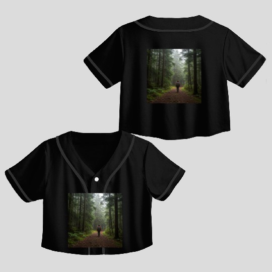 Enchanted Forest Nature Scene Crop Top Baseball Jerseys