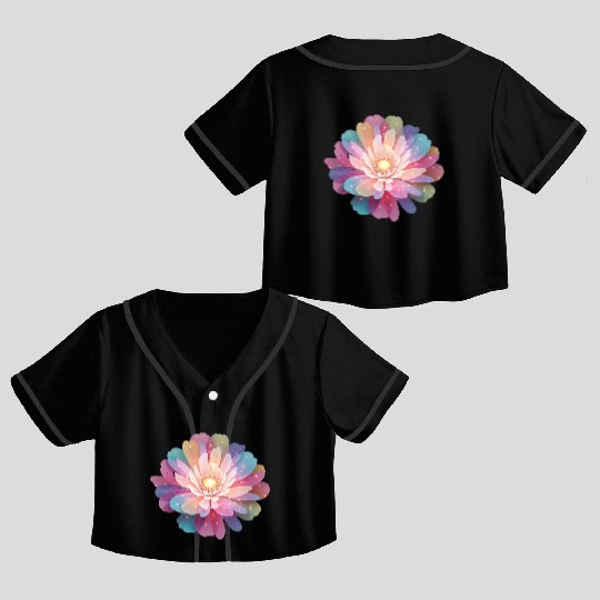 Ethereal Lotus Bloom Digital Art Crop Top Baseball Jerseys