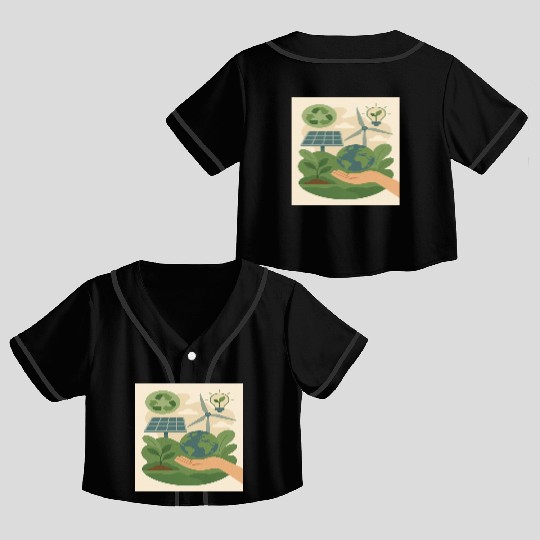 Eco-Friendly Earth Conservation Design Crop Top Baseball Jerseys