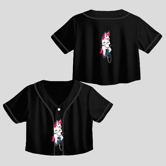 Grumpy Unicorn on Bike – For Cyclists Crop Top Baseball Jerseys