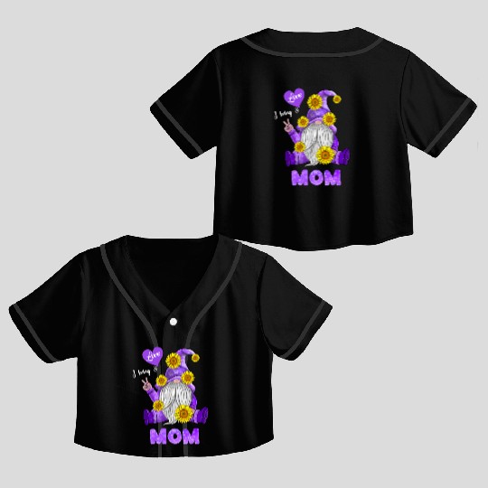 I Love Being A Mom - Purple Gnome Sunflower Peace Crop Top Baseball Jerseys