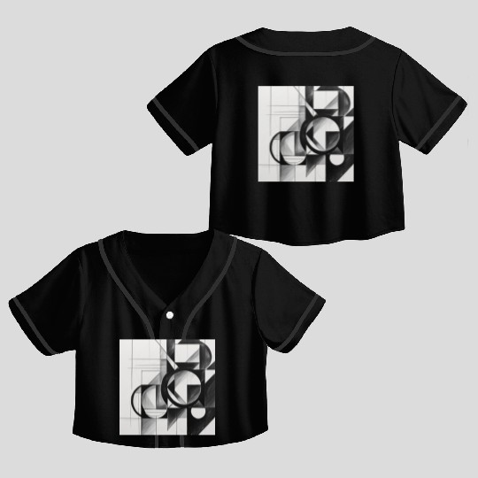 Geometric Black and White Abstract Art Crop Top Baseball Jerseys