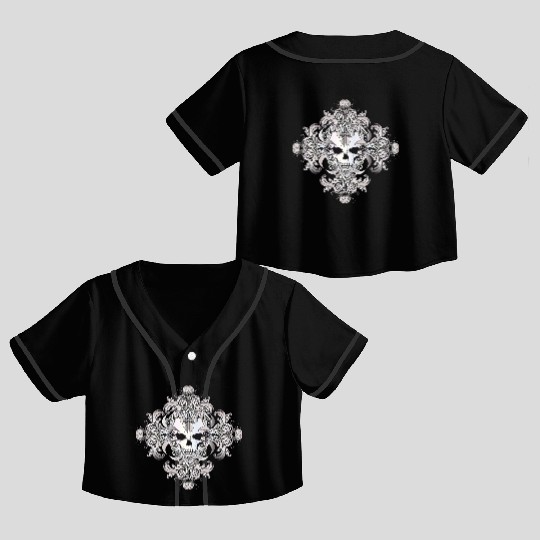 Ornate skull ornament with a gothic flair Crop Top Baseball Jerseys