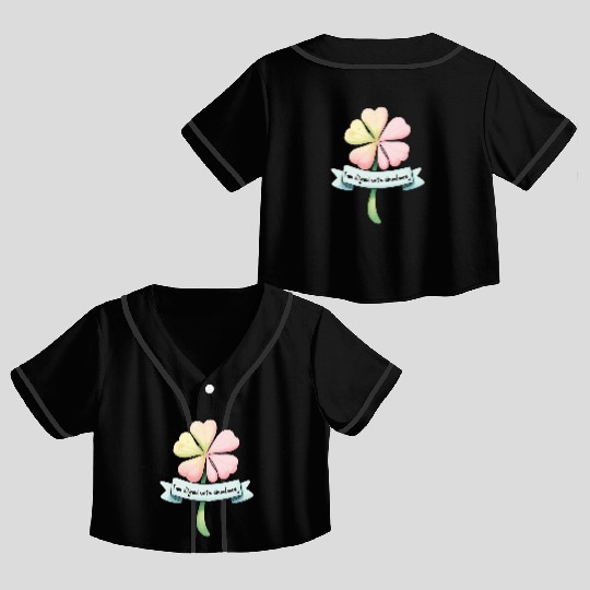 Four-Leaf Clover with Affirmation Banner Crop Top Baseball Jerseys