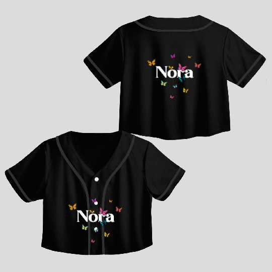 NORA - beautiful girl name with cute butterflies Crop Top Baseball Jerseys
