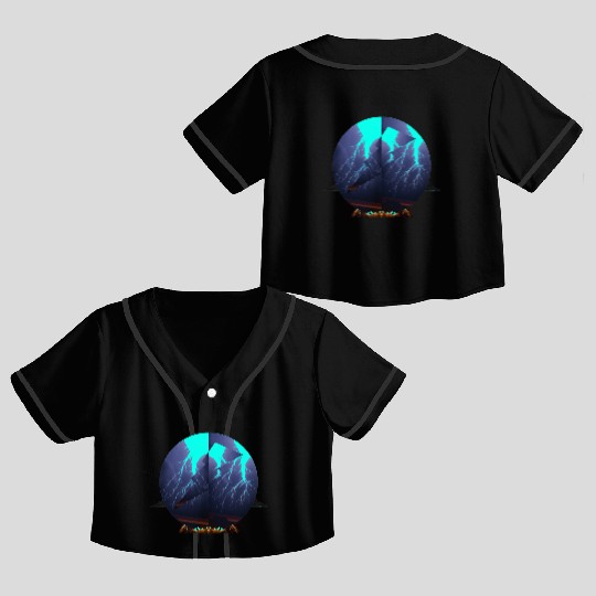 Royal Blue Lightning Crop Top Baseball Jerseys