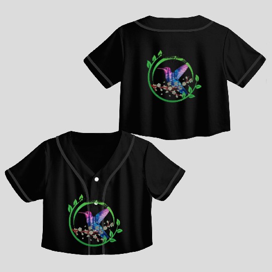 Vibrant Hummingbird and Blossoms Design Crop Top Baseball Jerseys