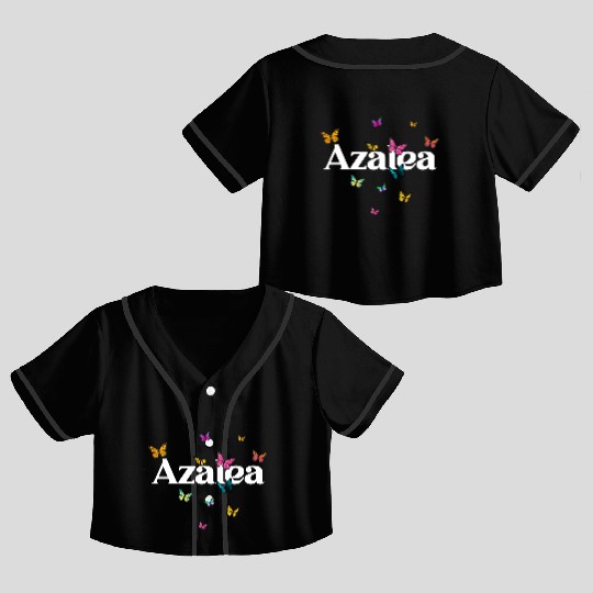 AZALEA - beautiful girl name with cute butterflies Crop Top Baseball Jerseys