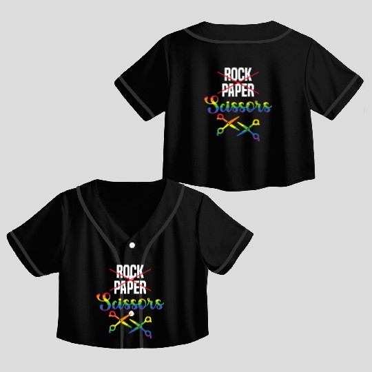 Rock Paper Scissors Fun Crop Top Baseball Jerseys Homosexual