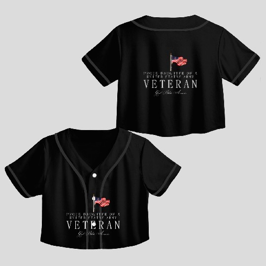 Proud Daughter Of A US Army Veteran Crop Top Baseball Jerseys