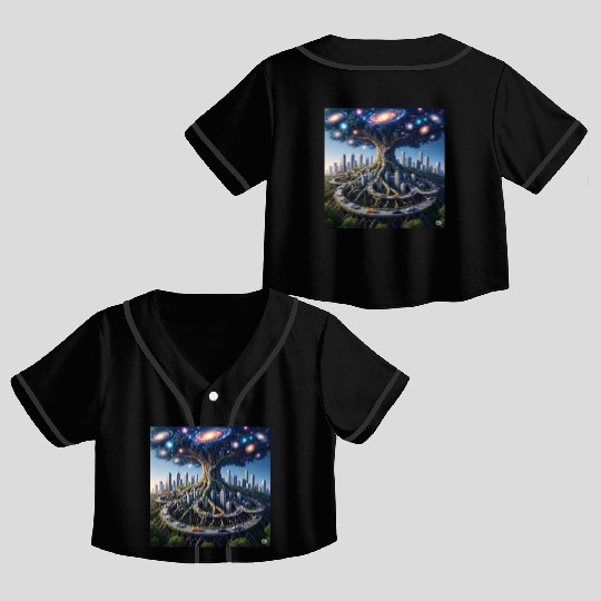 Celestial Urban Tree of the Cosmos Crop Top Baseball Jerseys