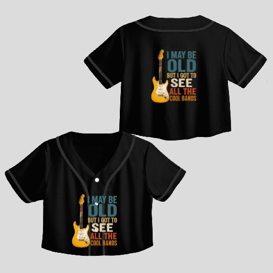 Old but Cool Guitar Band Quote Crop Top Baseball Jerseys