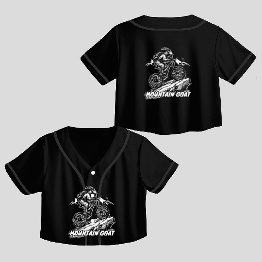 Mountain Goat on Bike Crop Top Baseball Jerseys