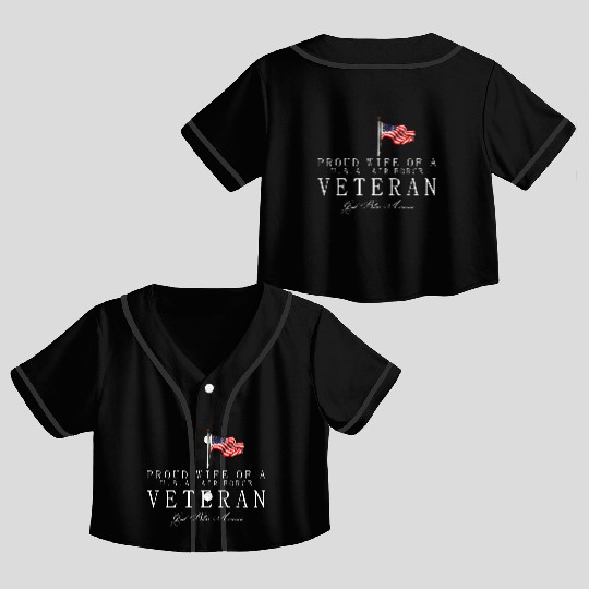 Proud Wife Of A US Air Force Veteran Crop Top Baseball Jerseys