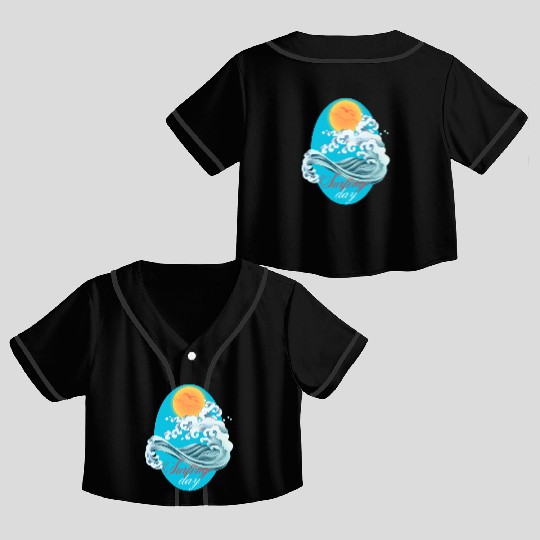 World Surfing Day Design Crop Top Baseball Jerseys